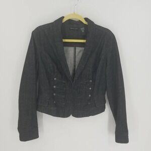 New York & Company Military Steampunk Blazer Jacket Size 10 Black Marching Band